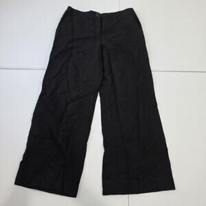 Talbots Dress Pants Womens 10 Black Linen Lyocell Wide Leg Greenwich Pant Twill